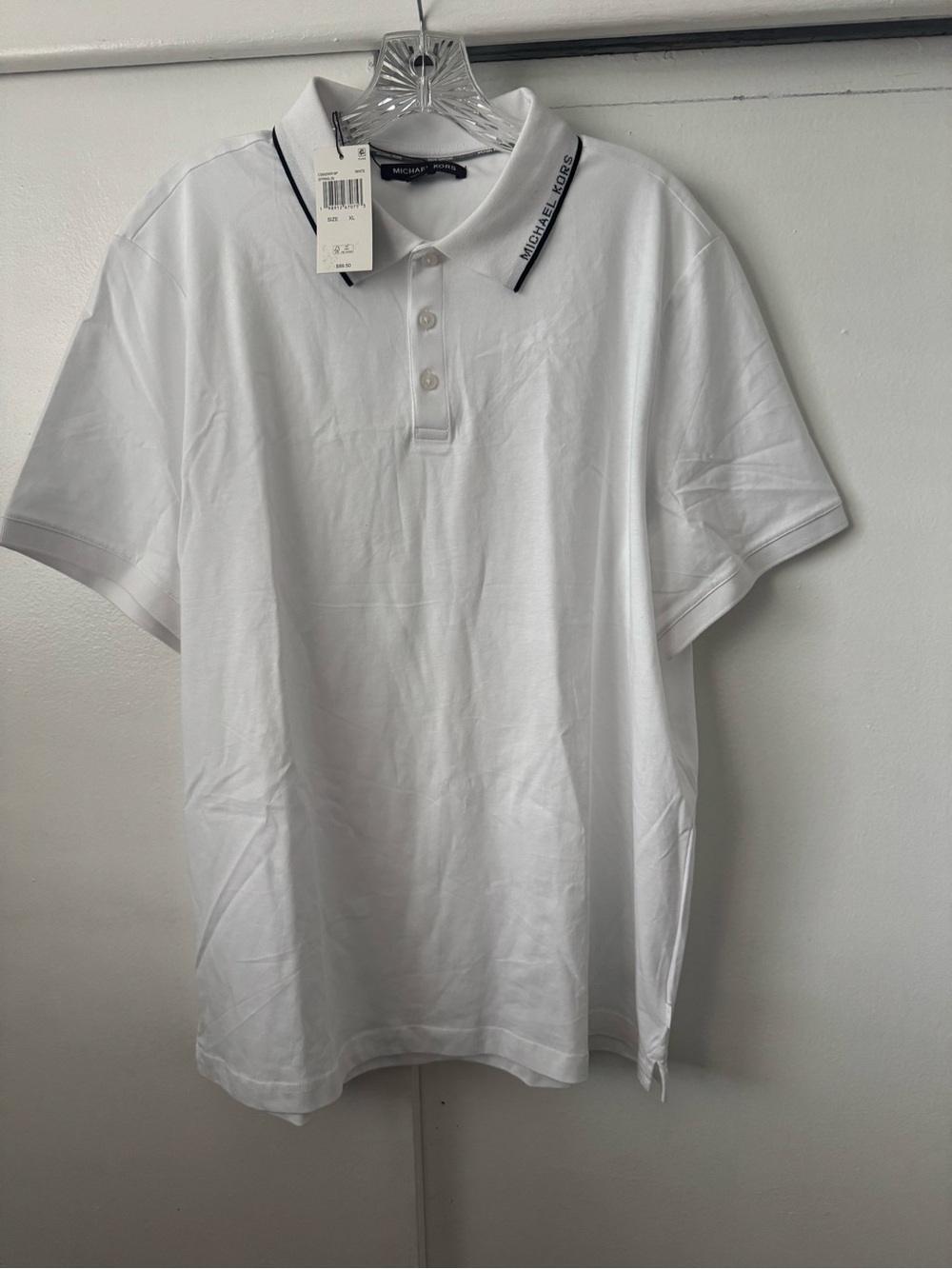 Michael Kors White Polo with Black Collar Trim